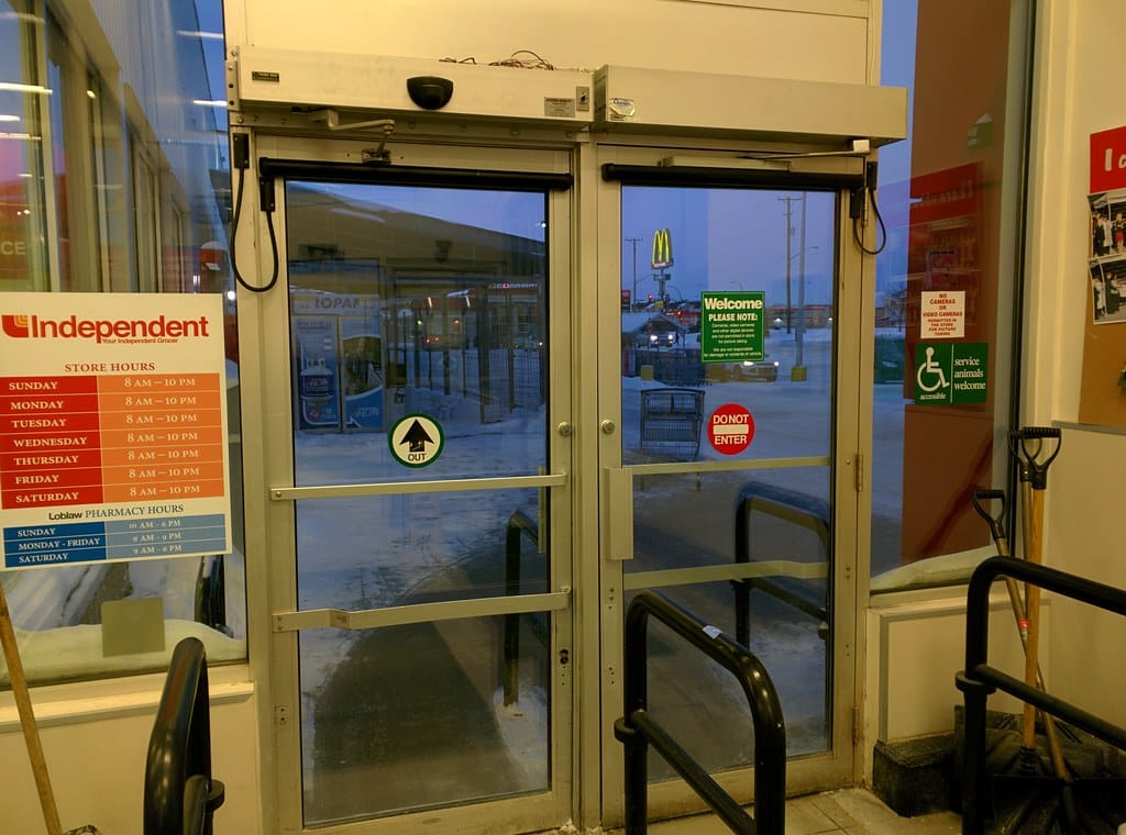 Grocery store automatic doors