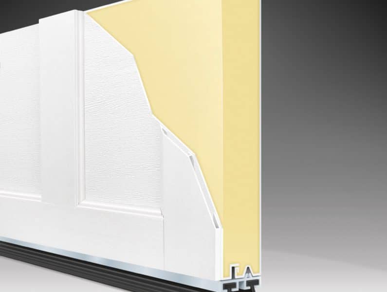 Coachman Collection garage door detail and material detail yellow