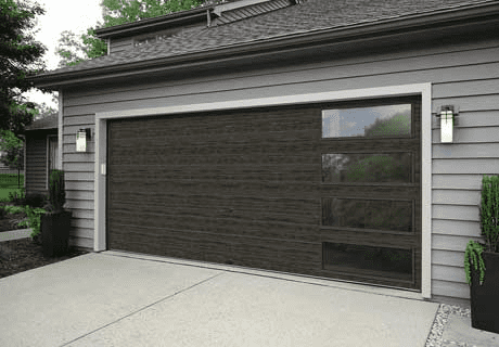 Modern Steel Garage Doors with Plank Window