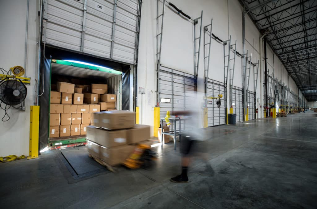 Warehouse loading dock garage doors