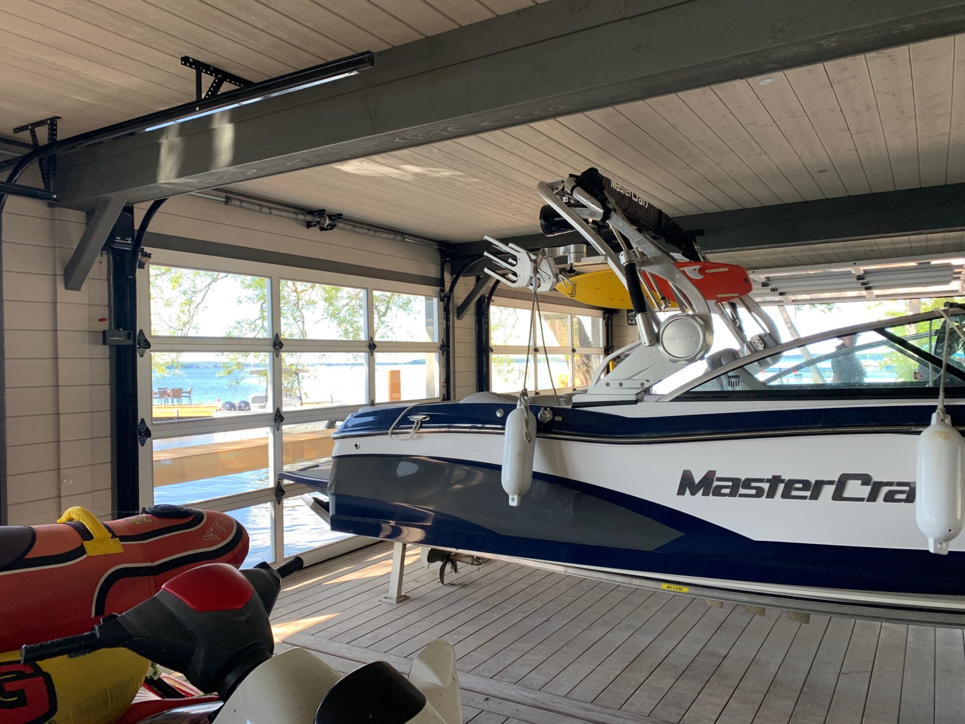 Boat house garage door in Muskoka
