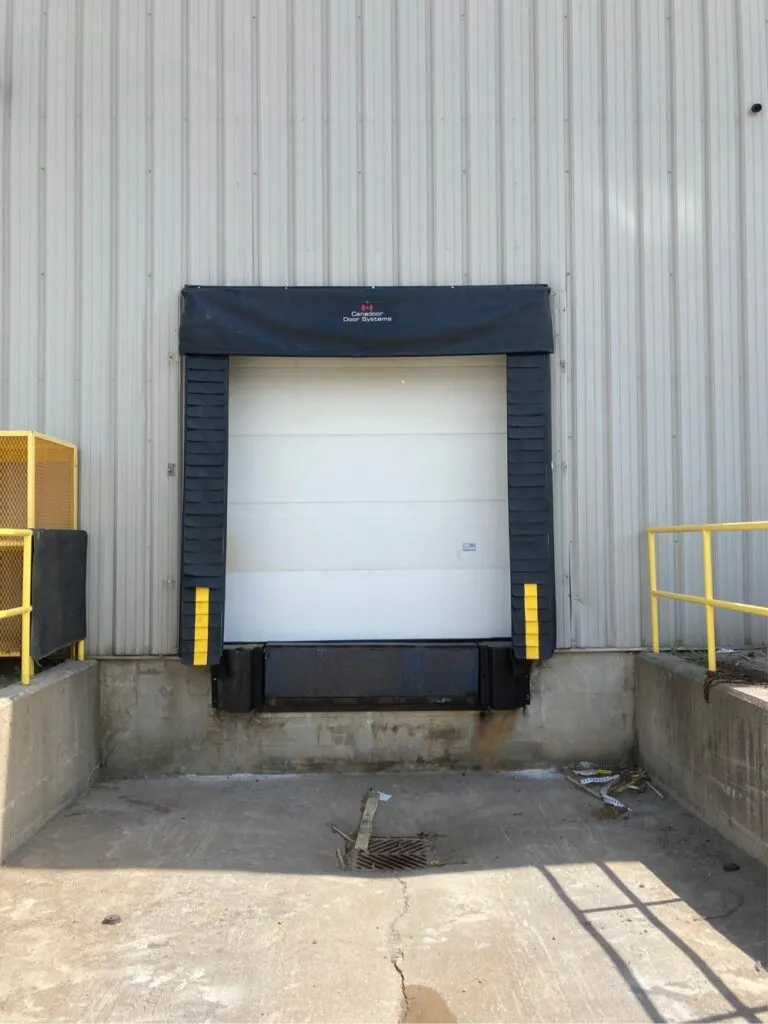 loading dock seal at the back of a warehouse in Barrie Ontario Canada