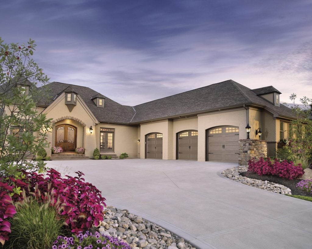Garage door residential installation with grills