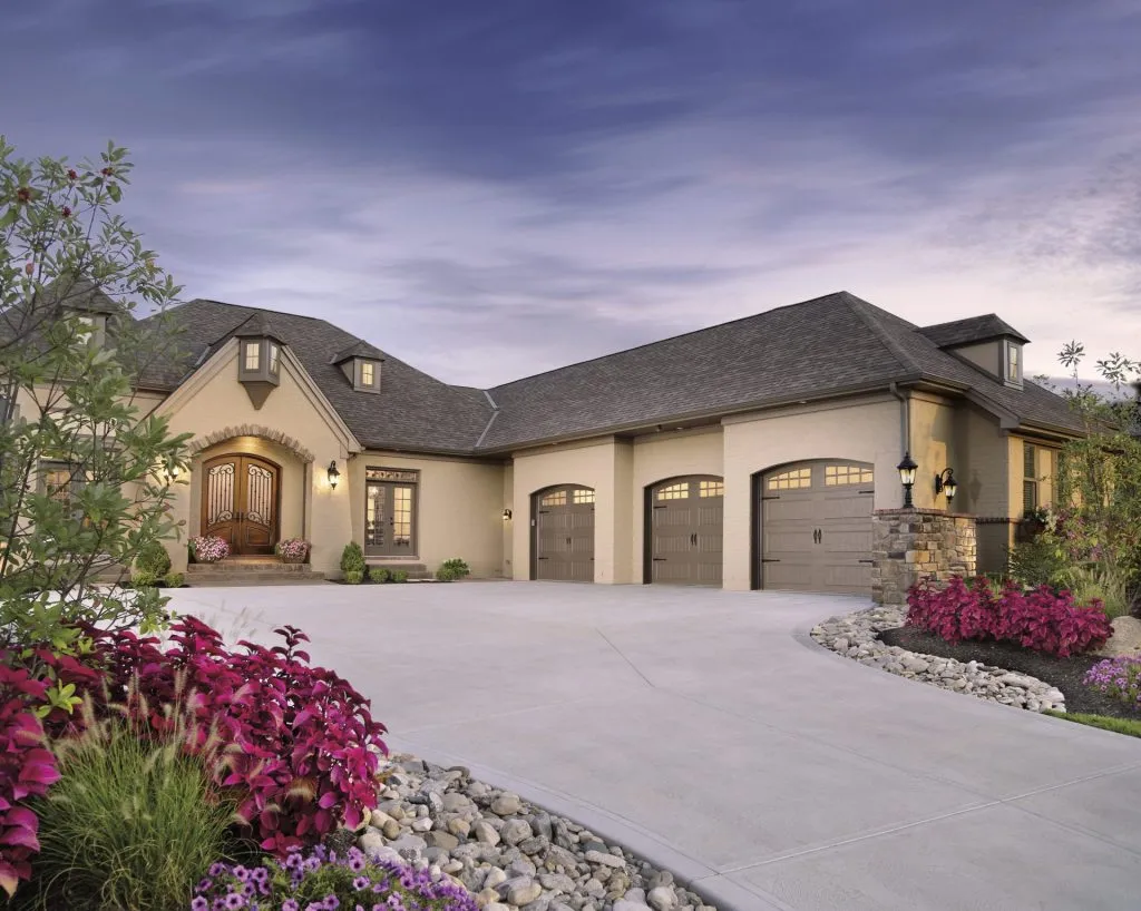 Garage door residential installation with grills