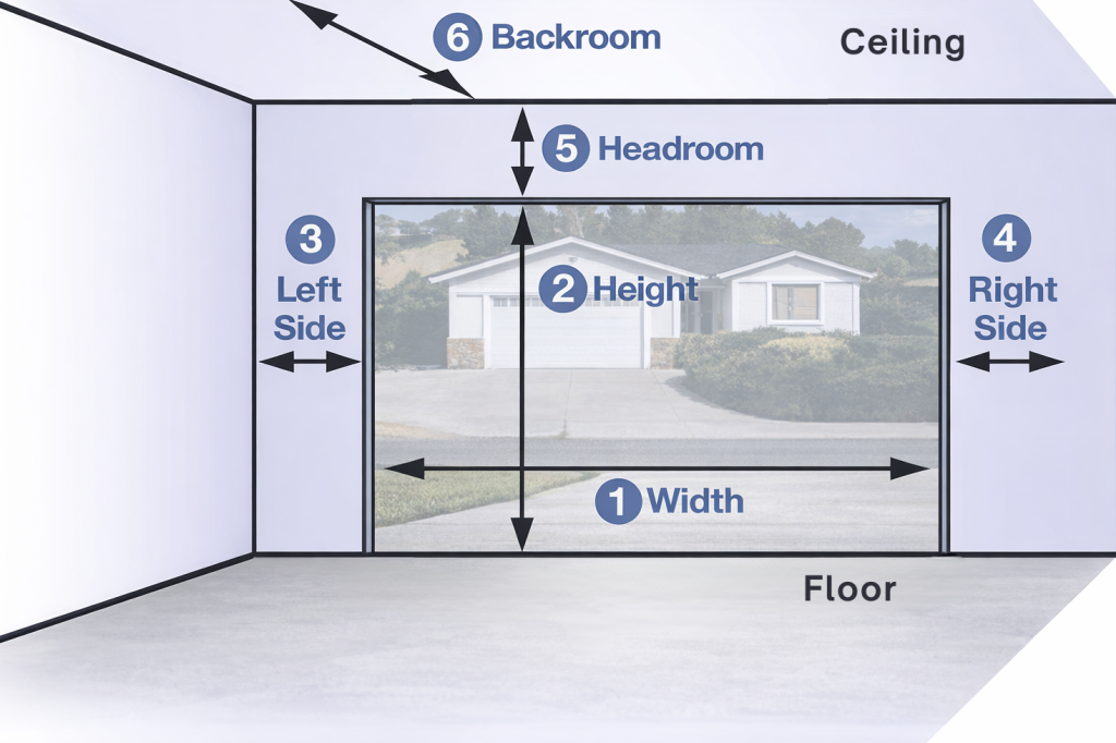 Garage door with decorative window and panel design
