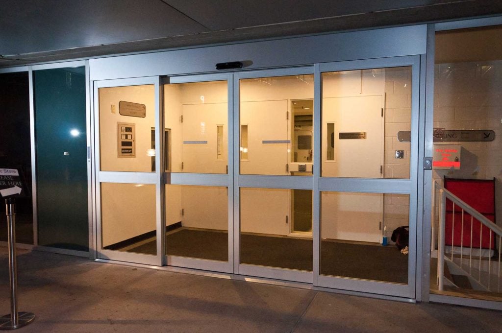 Sliding door commercial building